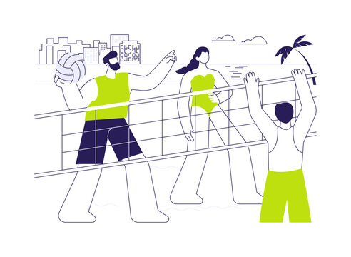 Beach volleyball isolated cartoon vector illustrations.