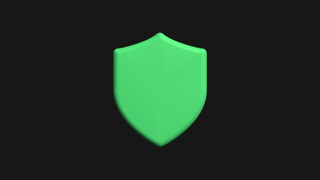 3D green shield icon for security, protection, or privacy in user interfaces