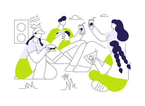 Food court isolated cartoon vector illustrations.