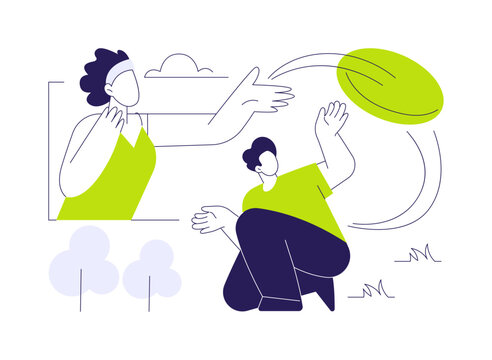 Playing Frisbee isolated cartoon vector illustrations.