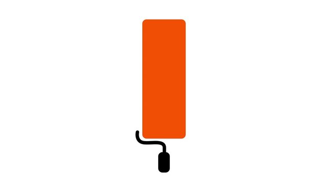 A paint roller tool icon rendered in solid orange color representing painting, decorating, wall coating, or design and creative tools