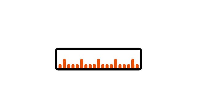 A ruler icon with orange measurement markings displayed horizontally representing measurement, precision tools, or design and layout guidelines