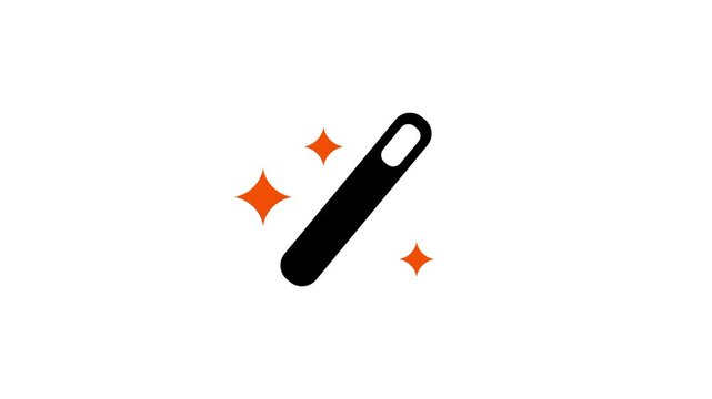 A magic wand icon with orange sparkles or stars around it representing AI tools, auto-fix, enhancement, or smart editing features