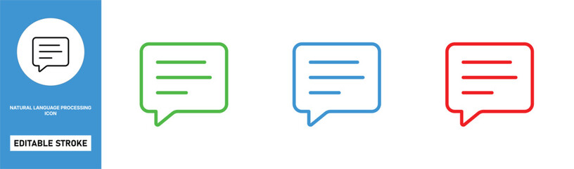 natural language processing icon line style chatbot text ai editable stroke vector set © BIJOLI