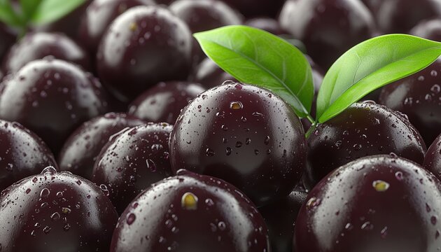 Vibrant Display of Fresh Imperata Acai Berries in Ultra High Definition, Rich Dark Purple Coloration