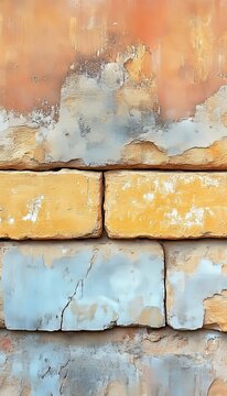 Worn Stone Brick Wall Texture Overlay with Rustic Surface and Layered Painting in Urban Setting