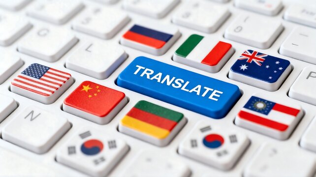Keyboard with Translation Button and Language Flags