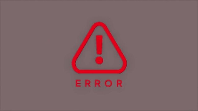 Red Glitch Error Message with Warning Icon, Cyber Security Alert
