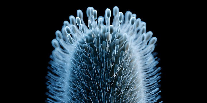 Close-up of Serruria (Protea) Formed by Blue Glow Particles