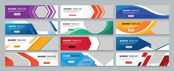 Set of horizontal web banner design templates . vector illustration design with Space to add pictures. Suitable for web and social ads.