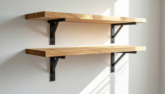 An empty wooden bookshelf furniture design with multiple shelves provides a blank storage rack and open wall interior for a home or office room display
