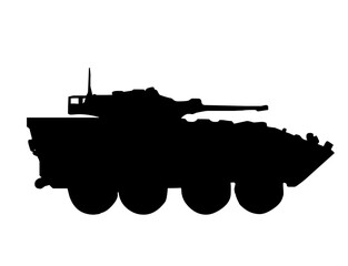 Heavy Armored Military Tank Side View Silhouette © Chika