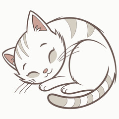Sleeping white cat cartoon © Shimu