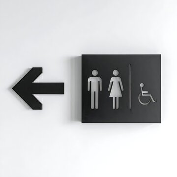 Restroom sign with accessibility symbol.