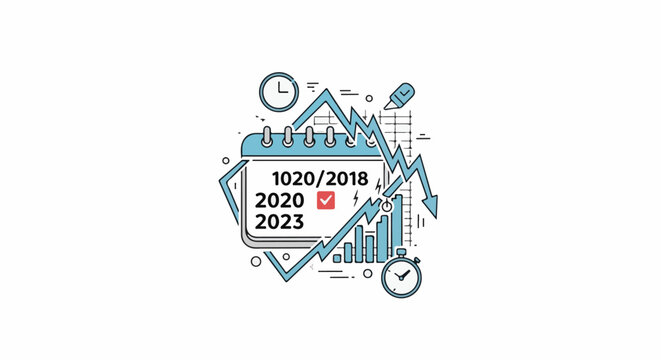 Calendar shows dates with growth charts, time, and a checkmark