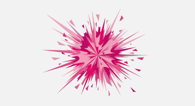 Abstract pink explosion of sharp geometric shapes radiating outwards