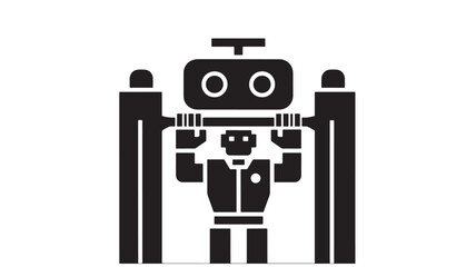 Robot silhouette with mechanical arms and circular eyes standing upright featuring futuristic, technology, automation with artificial intelligence © RASHIDAPARVIN