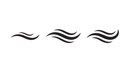 Waves ocean wind ripple icon set with three bold black undulating lines on white background for design and navigation © RASHIDAPARVIN