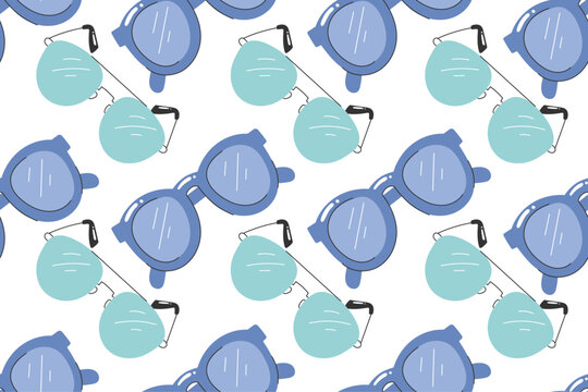 Sunglasses seamless pattern round and aviator summer fashion background