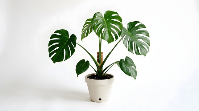 Monstera deliciosa in a white pot a vibrant indoor plant display
