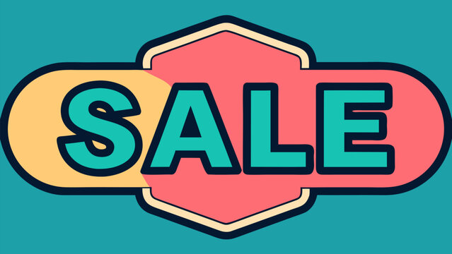 Vintage-inspired flat vector illustration for retail promotion. Features bold "Sale" typography on a clean geometric label. Perfect for shop window decals and marketing banners.