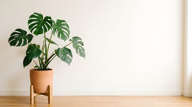 Monstera deliciosa in a minimalist interior a touch of greenery