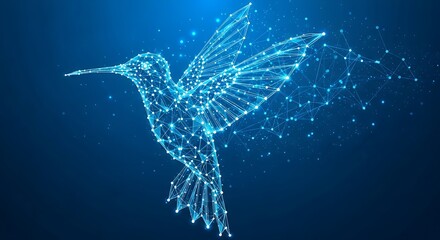 Obraz premium Hummingbird made of digital network connections