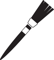 Fototapeta premium Black flat paintbrush with white accents on a white background, angled diagonally also transparent background