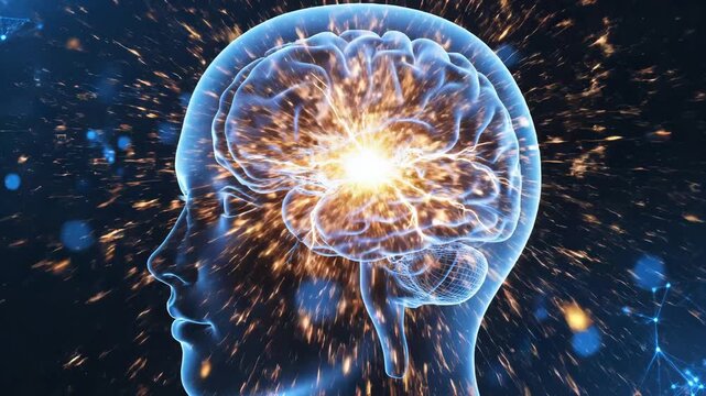 Human brain with neural activity for creative digital media and visual arts