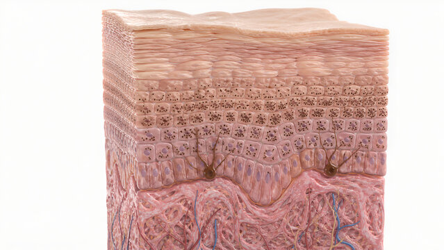 Melanocyte Melanin Production Epidermal Basal Layer Keratinocyte Melanosome Transfer Medical 3D Render