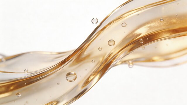 Golden liquid swirl with bubbles