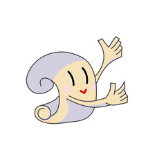 Obraz premium ​Cute Cartoon Paper Scroll Mascot Presenting