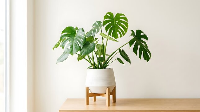 Monstera deliciosa in a modern interior a vibrant houseplant display