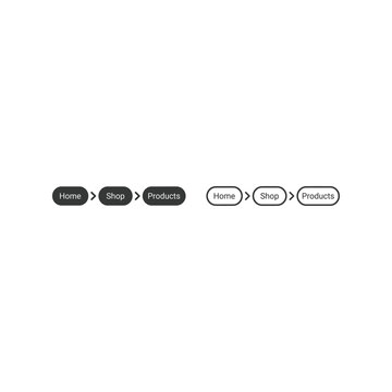 Website Navigation Breadcrumbs: Home, Shop, Products Icons with Dark and Light Styles