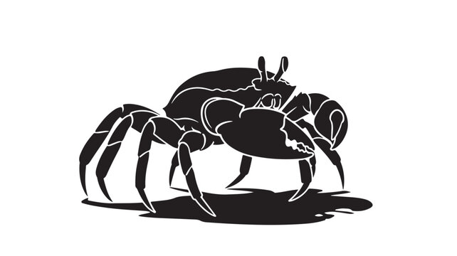 Fiddler crab silhouette vector illustration, black sea creature icon on white background, marine life crustacean graphic for seafood branding