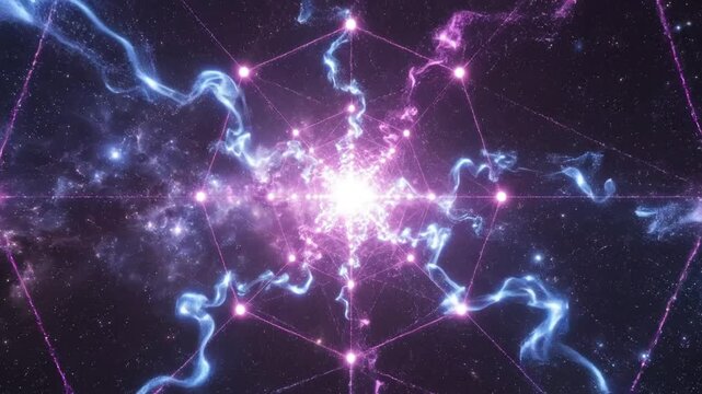 Cosmic web of stars and energy emphasizing advanced technology and cybersecurity