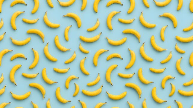 Banana bonanza a vibrant and playful pattern of ripe bananas on a light blue background