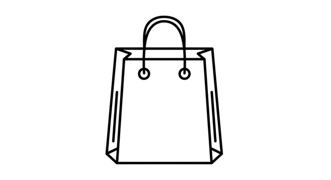 Black and white line of a handbag with shoulder strap and buckle purse accessory fashion