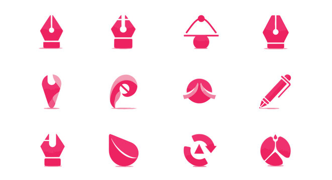 Collection of various pink icons.