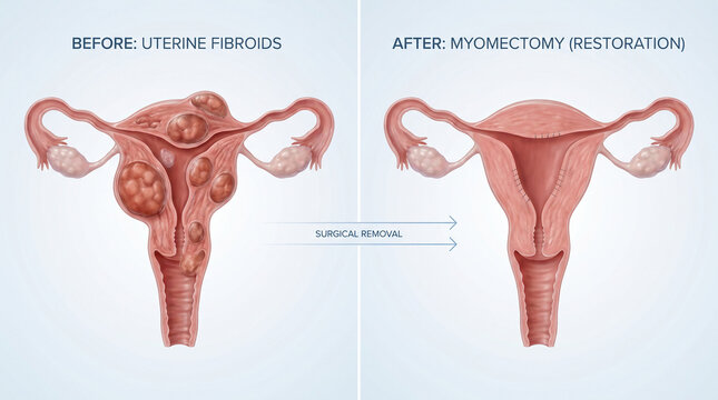 Uterine Fibroids Myoma vs Post Myomectomy Surgical Restoration