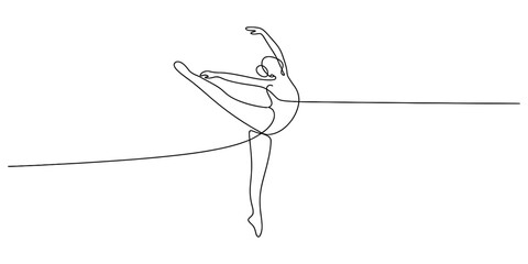 Continuous single line drawing of a graceful ballet dancer in motion © Graphics Art