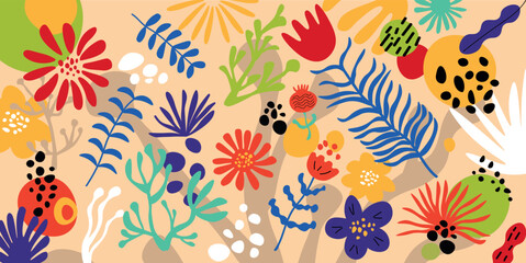Colorful abstract floral pattern in modern flat style © Tatiana Morozova