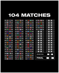 Fototapeta premium World Football 2026 Vector Illustration. International Soccer Championship Match List and Tournament Bracket Infographic.