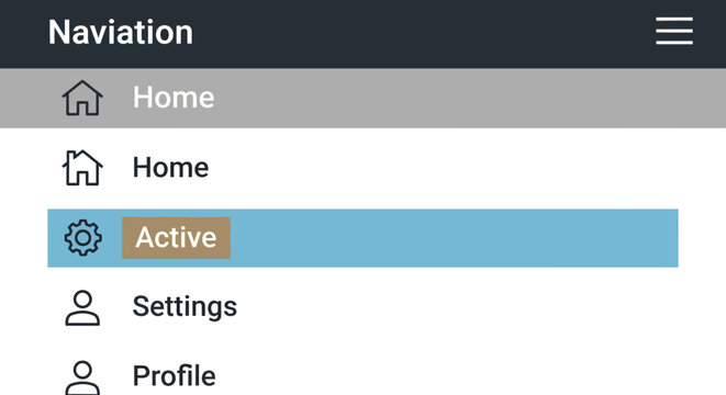 User Interface Navigation Menu with Active Option Highlighted.