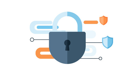 Digital Security Padlock Icon with Network Connections. © Iko