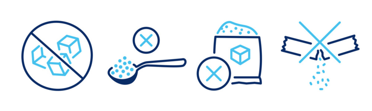 sugar free icons, outline vector illustration on white