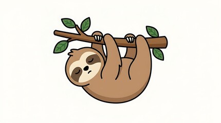 Fototapeta premium Sloth Hanging from Tree Branch.