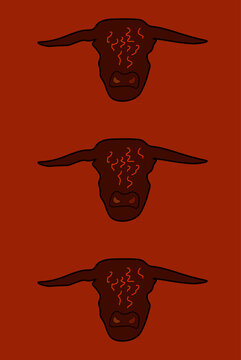 vector, illustration, cow, art, bull, branding, logo, creative, digitalart, texas, bullhead, cowboy, cowskull, wildwest, streetwear, streetstyle, minimalism, red, orange, modernart, minimalart, brown,