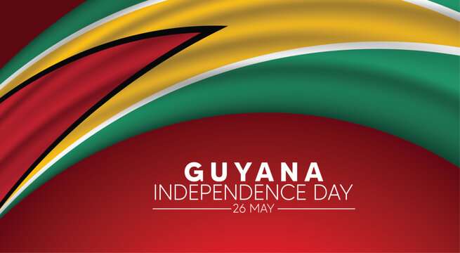 Guyana Independence Day  flag ribbon design vector poster