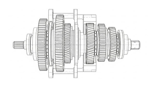 Automotive Gearbox Mechanical Engineering Illustration